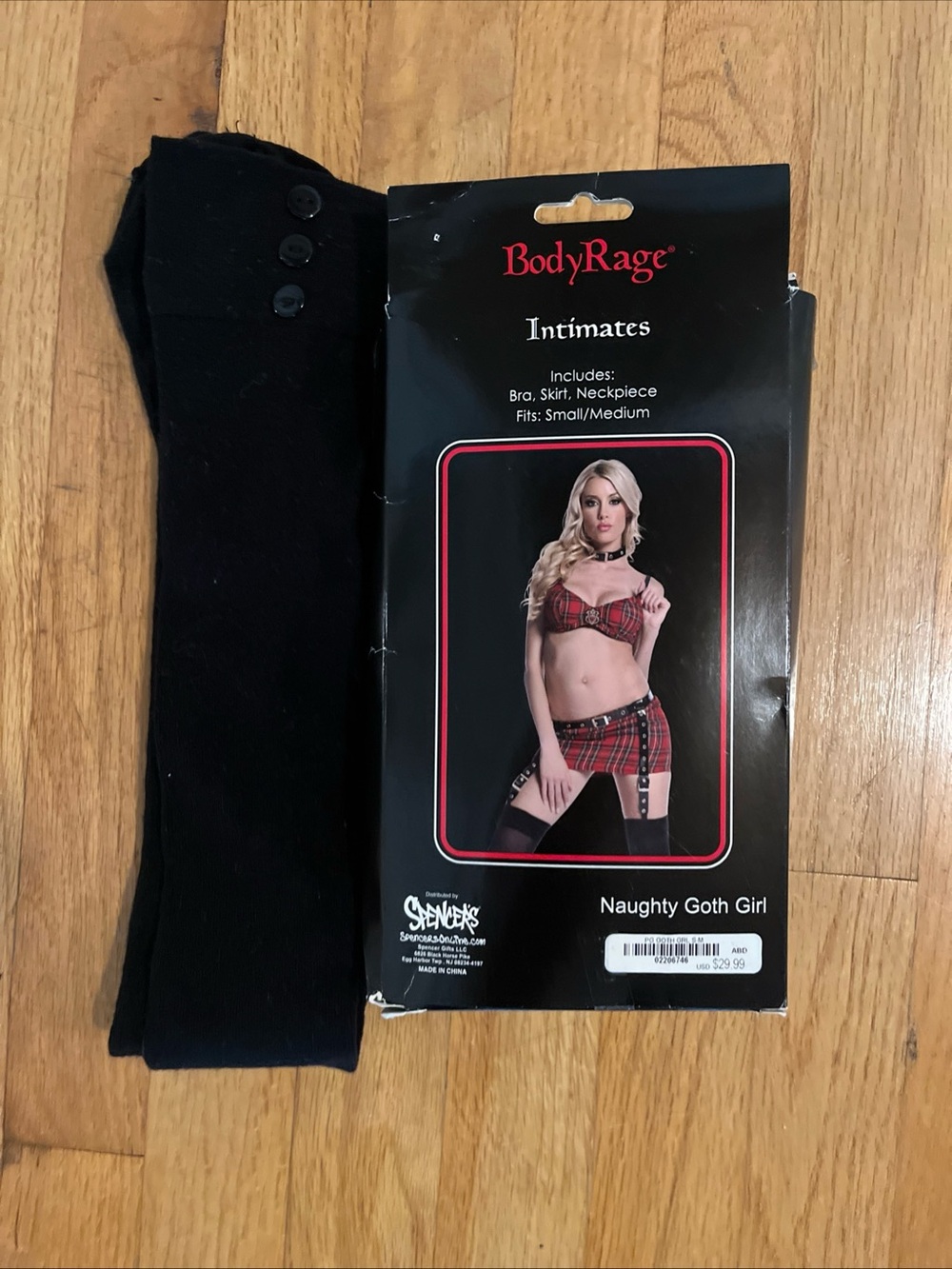 halloween costume NIB adults Goth girl costume size s/m & thigh  high socks 8-11